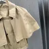 Chal de solapa de doble botonadura de nuevo estilo 2026 con cinturón desmontable, Elegante capa estilo ropa de trabajo, Gabardina corta