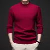 Novo Suéter Masculino de Lã Fina Sintética Outono/Inverno 2026 para Jovens e Homens de Meia-Idade, Gola Alta, Malha Quente, Suéter de Cor Sólida