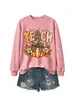 Amazon eBay loja independente moda versátil confortável feminina ensinar estampa de leopardo abóbora gola redonda manga longa moletom
