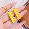 Collar de Cobre Chapado en Oro con Brillante Diseño CNC Ice-Crush, Colgante de Barra de Oro Pequeña, Alta Retención de Color, Cadena para Suéter, Mismo Estilo que en Tiendas de Oro