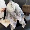 Bufanda de Seda Bordada de Otoño e Invierno para Mujer Estilo Coreano Versátil Bufanda Cálida de Seda Bordada de Alta Gama Lujo Ligero Bufanda de Comercio Exterior