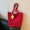 Bolso de Invierno de Pana Bordado, Moderno y Versátil, Nuevo Modelo 2026, Perro, Casual, Estudiante, Tote, Bolso de Hombro