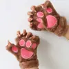 Guantes Mujer Invierno Estudiante Otoño e Invierno Cálidos Suaves Chica Lindos ins Pata de Gato de Felpa Estilo Coreano Medio Dedo Engrosados y Forrados