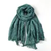 Bufanda de Algodón y Lino Otoño e Invierno Nuevo Estilo Artístico Plisada Retro Hecha a Mano Teñido Sucio Color Sólido Transfronteriza Comercio Exterior Bufanda para Hombre