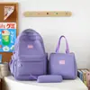 Mochila casual de color sólido simple multicapa de comercio exterior nuevo conjunto de tres piezas para estudiantes de primaria y secundaria