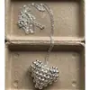 Collar de Corazón de Bola Tejido Coreano Moda Ins Elegante Fresco y Dulce Simple Corazón de Melocotón Cadena Larga y Ancha para Suéter para Mujeres