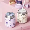 Caneca Térmica Sanrio I Meng Meninas Fofa Escritório Copo de Água com Canudo Casal Viagem Portátil Copo de Café