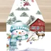 Venta Caliente Transfronteriza Mantel con Estampado de Muñeco de Nieve y Reno Navideño Mantel Individual de Lino para Mesa de Comedor del Hogar de Invierno Decoración Festiva