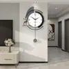 Reloj de Pared Minimalista Moderno para Sala de Estar, Reloj Creativo de Lujo Elegante para el Hogar, Montaje en Pared, Sin Taladro, Reloj Decorativo Silencioso