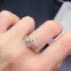Anillo Popular de Zafiro Rosa Natural al por Mayor de Fábrica Plata S925 Incrustado Piedra Principal 4*6 Venta Caliente Europeo y Americano Dropshipping