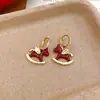 Aretes de Clip con Goteo de Aceite de Zirconia y Oreja de Caballo Estilo Chino Tradicional, Aretes Vintage con Sensación de Lujo Ligero y Gama Alta, Aretes de Nicho para Mujer