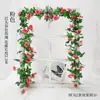 Pendente de Parede de Rattan Simulado Rosa Cruzado Flor de Seda 32 Flores Guirlanda Decorativa Pendurada Rattan Flor Falsa Teto Atacado