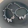 Pulsera Mariposa de Grava Azul Degradado para Mujer Verano Nicho de Lujo Ligero de Alta Gama Pulsera Elegante Novia Pulsera Personalizada