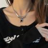 Anel de Costura de Diamante Quadrado Preto e Branco Colar de Osso de Cobra Nicho Feminino Luz de Luxo ins Hip-Hop Na Moda Legal Europeu e Americano Dupla Camada Cadeia de Clavícula