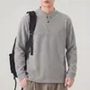 Moletom Masculino Cor Mesclada Fio Pesado 380g Estilo Roupas Antigas de Anyang Outono 2026 Novo Top Solto com Gola Henley