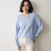 Suéter de Punto a Media Longitud Otoño e Invierno Camisa Base de Punto Estilo Perezoso de Bebé Suéter de Cachemira Relajado para Mujer Cuello en V Estilo Delgado