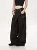 Jeans retro de pierna ancha con estampado de serpiente estilo americano para hombre, nuevo diseño de otoño, pantalones negros holgados únicos y elegantes