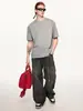 Camiseta Masculina Casual Solta de Algodão Puro, Toque Fresco, Amiga da Pele, Gola Redonda, Manga Caída, Borda Enrolada, Cor Sólida, Manga Curta.