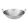 Wok de Acero Inoxidable Olla Seca Wok Dorado de Doble Asa Olla para Mariscos de Restaurante Olla Picante Caliente Olla Seca de Chef Wok Dorado de Asa