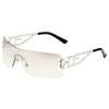 Nuevas Gafas de Sol Metálicas de Una Pieza Transfronterizas 2024 Europeas y Americanas Elegantes Caladas Hip-Hop Y2K Moda Fotografía Callejera Gafas de Sol para Mujer