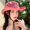 Sombrero de Pescador Vaquero Occidental a Cuadros Rojos para Mujer, Estilo Delgado de Verano, Sombrero para Viajes al Aire Libre y Senderismo, Sombrero de Protección Solar