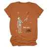 Camiseta feminina independente da Amazon, da moda, única e divertida, com caveira "well shit", balão, rosa, gola redonda e manga curta