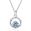 Collar con Colgante de Anillo Mobius de Plata de Ley S925 Transfronterizo Europeo y Americano con Doce Piedras de Nacimiento Cadena para Clavícula Versátil