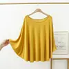 Gordo MM200 kg más gordo suelto talla grande modal camiseta interior manga larga fina ropa de casa manga murciélago camiseta para mujer