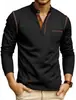 Nuevo Modelo Camisa Polo para Hombre de Manga Larga con Bloques de Color, Nueva Camiseta Estilo Europeo y Americano para Hombre