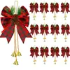 Em Estoque Atacado 6 Laços de Pinha de Natal Veludo Vermelho Xadrez Preto e Vermelho Decorações de Natal Transfronteiriço