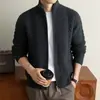 Suéter abrigo para hombre estilo 'old money' yingao, otoño e invierno, cuello alto, cremallera, holgado, manga larga, tejido de punto trenzado, cárdigan