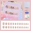 Venta Directa Personalizada de Fábrica Uñas Cortas, Medias y Largas para Manicura, Uñas Portátiles de Fototerapia Hechas a Mano, Pegatinas para Uñas, Estilo de Lujo Accesible 24 Piezas