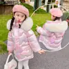 Jaqueta de Penas Infantil, Roupa Externa de Algodão de Inverno para Meninas, Comprimento Médio, Tamanhos Pequeno e Médio, Jaqueta Quente de Algodão Espessado Brilhante para Crianças, Não Lavável