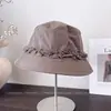 Sombrero de Pescador de Ala Corta a Cuadros de Encaje de Moda para Mujer, Sombrero de Cubo Versátil Retro de Verano, Elegante Sombrero de Sol con Protección Solar, Moderno