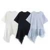 Camiseta de Manga Corta con Encaje Empalmado, Estilo Europeo y Americano, Moda Nueva, Versátil, Holgada, Adelgazante, Sencilla, Top Vestido