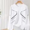 Camiseta de manga larga para hombre, capa interior de otoño para hombre, camiseta base elástica de corte holgado, camiseta estampada estilo coreano ins para hombre