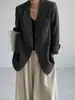 Jaqueta Suit Jiang Zuo Estilo Coreano Alto Senso de Inteligência Temperamento Feminina 26 Design de Início de Outono Bloqueio de Cores Casual Top 6628