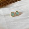 "Lago Azul Roto" Diseño de Nicho Pendientes Ovalados Retro Temperamento de Lujo Ligero Pendientes de Diseño Único de Gama Alta para Mujer