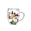Celebridad de Internet Flor Real Aspecto de Alta Calidad Taza de Café de Doble Capa Vidrio Fabricante Listo para Usar Recta Ins Copa Feng Shui Souvenir
