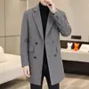 Nuevo abrigo de mezcla de lana para hombre con cuello de solapa, de doble botonadura, forro de plumón desmontable, abrigo de lana de invierno
