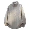 Otoño Invierno Nuevo Suéter de Punto con Cremallera y Cuello Medio Alto para Hombre, Tejido de Punto, Juvenil, Casual, Jersey de Punto Trenzado, Camiseta Base