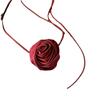 Qianyan Retro Cor Pura Rosa Gargantilha Colar Feito à Mão Flor de Pulso Colar de Seda Feminino Cordão Cinto de Cintura