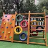 Parque Infantil Exterior Marco de Escalada Combinación Infantil Marco de Escalada de Madera Parque de Entrenamiento Físico Marco de Escalada para Jardín de Infantes