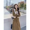 Traje de Temperamento Otoño e Invierno Estilo Francés Diseño de Alta Gama Chaleco de Botones + Vestido de Manga Larga Conjunto de Dos Piezas para Mujer Transfronterizo