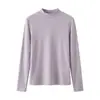 Camiseta Base Térmica de Lana Tencel para Mujer de Corte Ajustado con Cuello Alto, Versátil Top Interior Cálido de Polar con Cuello Semialto Otoño/Invierno, Amigable con la Piel