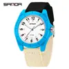 Reloj de Fiesta Estudiantil Sanda Examen Transmisión en Vivo Más Vendido Simple Versátil Unisex Luminoso Correa de Nylon Reloj Impermeable 50m