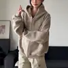 Moletom Cardigan com Capuz Listrado de Pelo de Coelho para Homens e Mulheres 2026 Novo Outono/Inverno Casal Solto Casual Versátil Jaqueta Curta