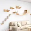 Estrutura de Escalada para Gatos em Madeira Maciça Prateleira de Gato DIY na Parede Arranhador Montado na Parede Plataforma de Salto para Gatos Espaço de Prateleira para Gatos Cápsula Espacial Gato