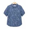 Moderna camisa nueva de verano de manga corta para mujeres de mediana edad y mayores, blusa elegante para abuela de 60 años, talla grande, corte holgado, manga corta