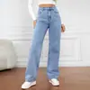 Jeans de Pierna Ancha de Cintura Alta Casuales de Otoño Nuevos para Mujer Exportación Europea y Americana Transfronteriza Amazon Wish Aliexpress Venta al por Mayor